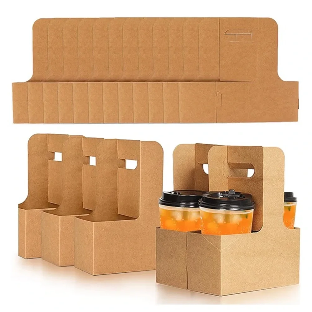 10 Pack Disposable Paperboard Coffee Beverage Drink Carriers